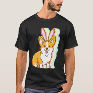 Camiseta Orelhas de Coelho Corgi Dia de Páscoa Cachorro Bon