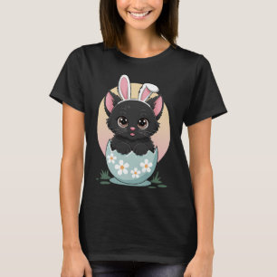 Camiseta Orelhas de Coelho de Gato do Dia de Páscoa Ovos Pa