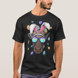 Camiseta Orelhas de Coelho de Páscoa de Vaca Caça a Ovos de