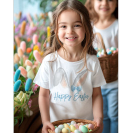 Camiseta Orelhas de Coelho de Páscoa em Aquarela com Laço A