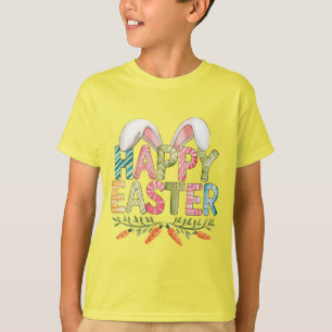 Camiseta Orelhas de Coelho Feliz Páscoa