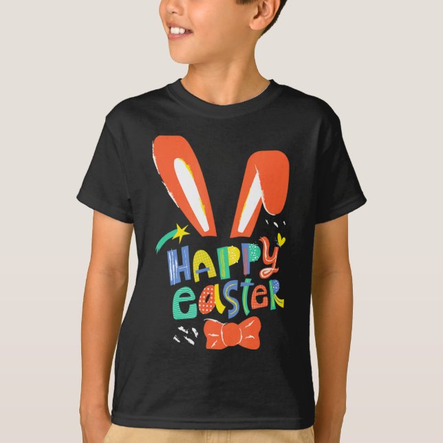 Camiseta Orelhas de coelho fofas feliz páscoa gravata headb (Frente)