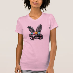 Camiseta Orelhas de Coelho Hop Into Spring Easter 