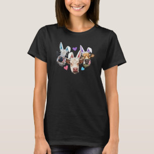Camiseta Orelhas de Coelho Vaca  Páscoa Fazenda Vaca  Feliz
