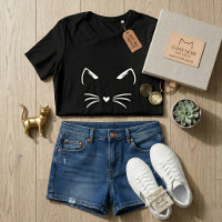 Orelhas e Bigodes de Gato Fofo Coração Nariz Gráfi