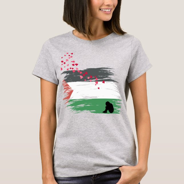 Camiseta Órfão Palestino – Dor da Criança (Frente)
