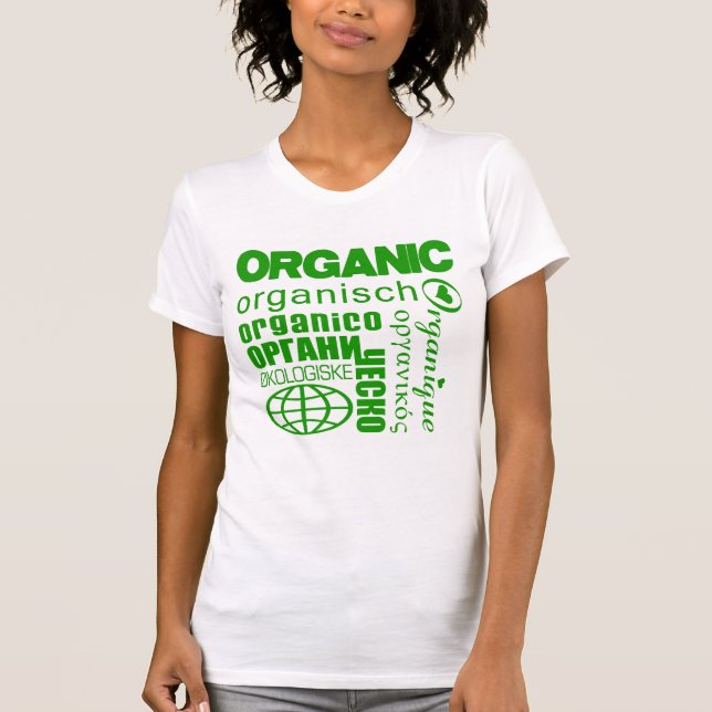 Camiseta Orgânico em muitos idiomas (Frente)