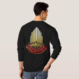 Camiseta Organista de Órgão de Tubos Logotipo Frente e Vers