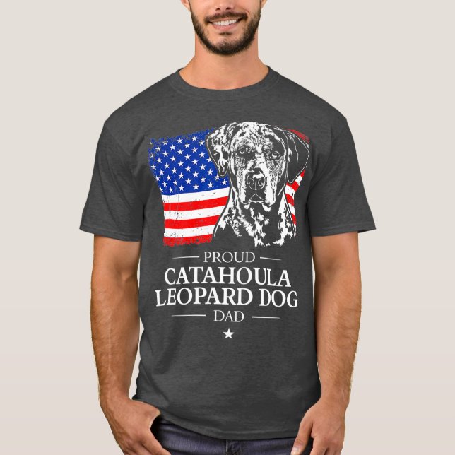 Camiseta Orgulha Catahoula Leopard Dog Pai bandeira america (Frente)