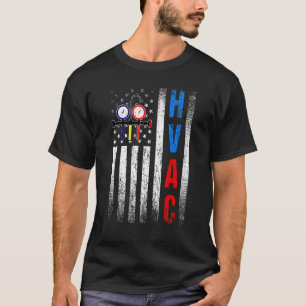 Camiseta Orgulho aflita dos EUA HVAC Tech American Flag HVA