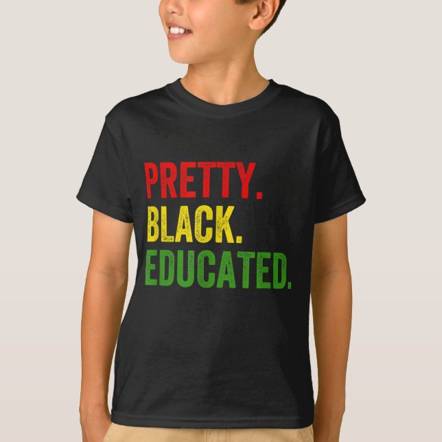 Camiseta Orgulho Africano bonito de História Negra Educada (Frente)