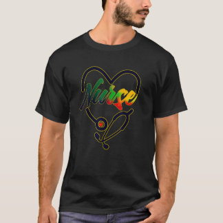 Camiseta Orgulho Afro-Americano Enfermeira com Estetoscópio