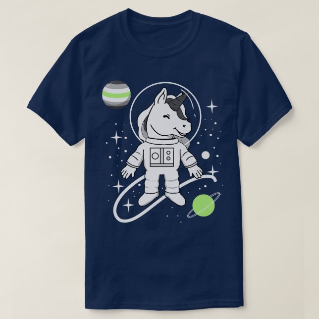 Camiseta Orgulho Agender do Astronauta da Unicórn (Frente do Design)