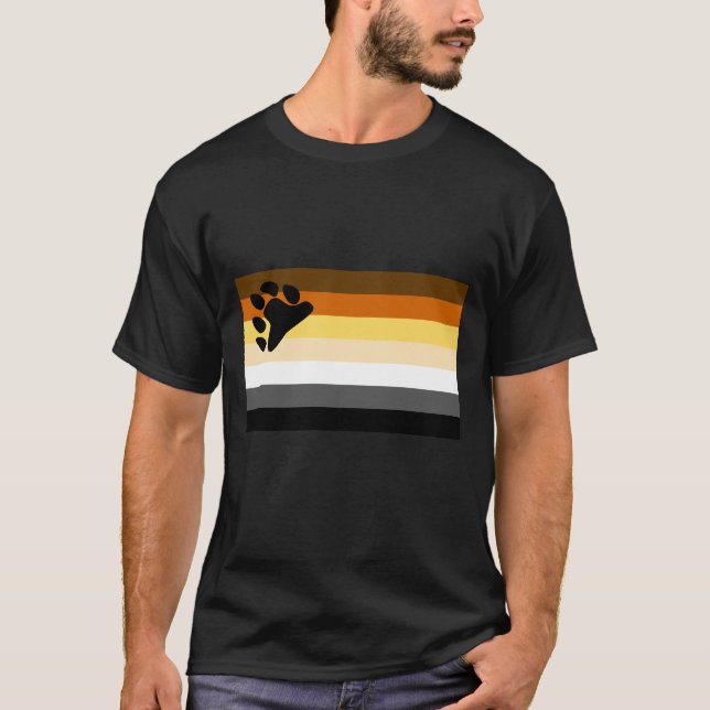 Camiseta Orgulho alegre da bandeira LGBT do urso (Frente)