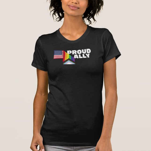 Camiseta Orgulho Ally e Patrimônio Orgulhoso dos EUA Bandei (Frente)