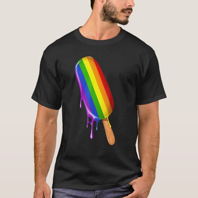 Camiseta Orgulho Ally Sorvete Arco-Íris Sinalizador Gay de  (Frente)