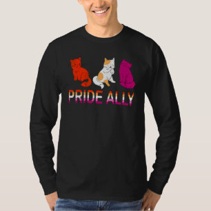 Camiseta Orgulho Ally Três Sinalizador Lésbica Orgulho LGBT
