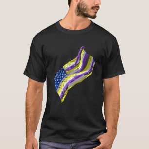 Camiseta Orgulho Americano Lgbt EUA Sinalizador Não Binário