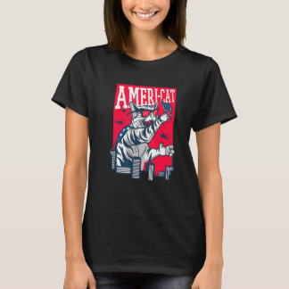 Camiseta Orgulho Americano Patriótico Americano do Gato 4 d