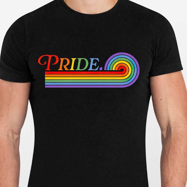 Camiseta Orgulho Arco-Íris LGBTQ Escuro Básico Masculino (Criador carregado)