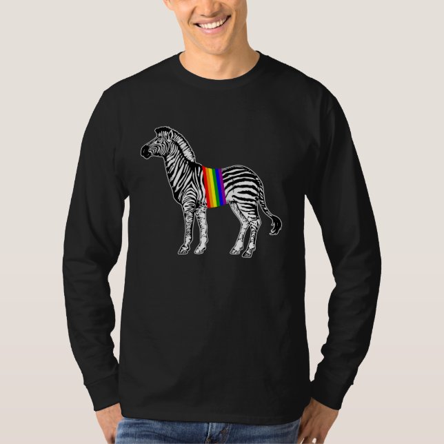 Camiseta Orgulho Arco-íris Zebra Orgulho DNA LGBT (Frente)