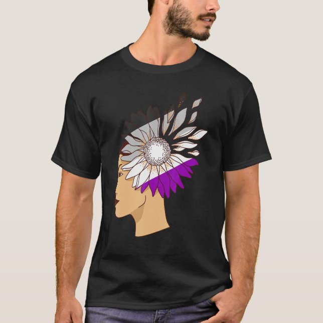 Camiseta Orgulho Asexual Girina De Girassol Bandeira Asexua (Frente)