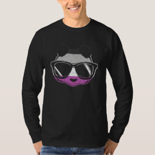 Camiseta Orgulho Asexual Panda Bandeira Asexual Óculos Sola