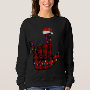 Camiseta Orgulho ASL - Sinal de Feliz Natal - Xadrez Vermel