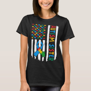 Camiseta Orgulho Autismo Irmã dos EUA Quebra-cabeça de band