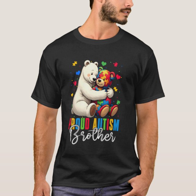 Camiseta Orgulho Autismo Irmão Urso Autismo Sensibilização  (Frente)