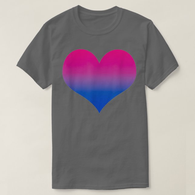 Camiseta Orgulho Bissexual Bi Sinalizador Coração Gradiente (Frente do Design)