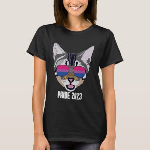 Camiseta Orgulho Bissexual de Gato Engraçado 2023 Eu sou Bi
