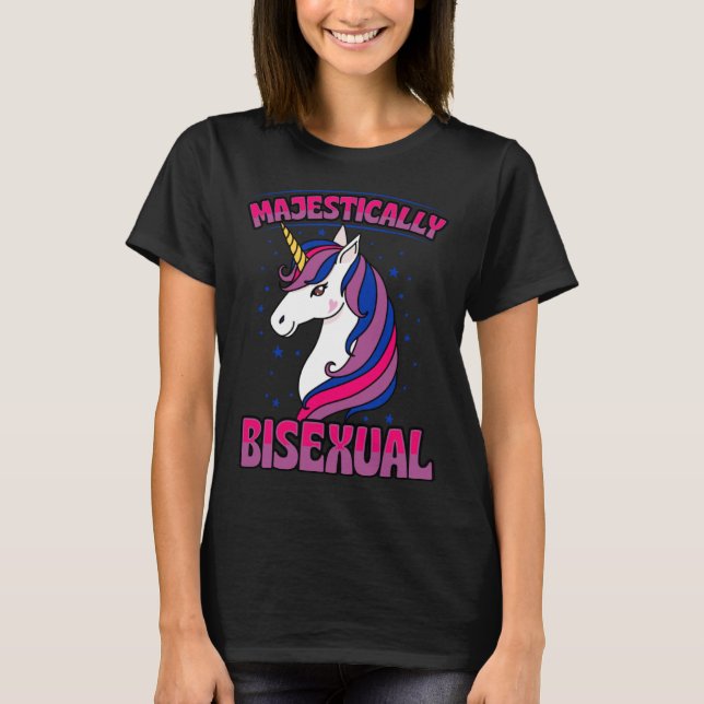 Camiseta Orgulho Bissexual do Unicórnio Majesticamente Biss (Frente)