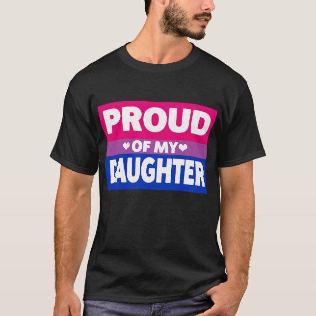 Camiseta Orgulho Bissexual Orgulhoso Da Minha Filha Mãe Pai (Frente)