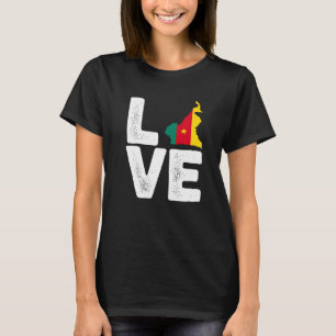 Camiseta Orgulho Camaronês Amo Bandeira do Camarões Mapa Pr