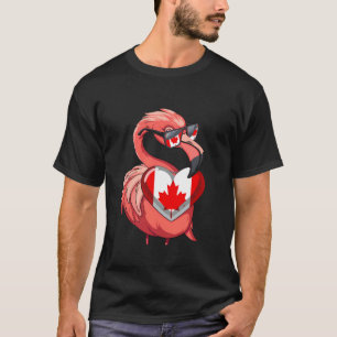 Camiseta Orgulho Canadense Bandeira Canadense Flamingo Raíz