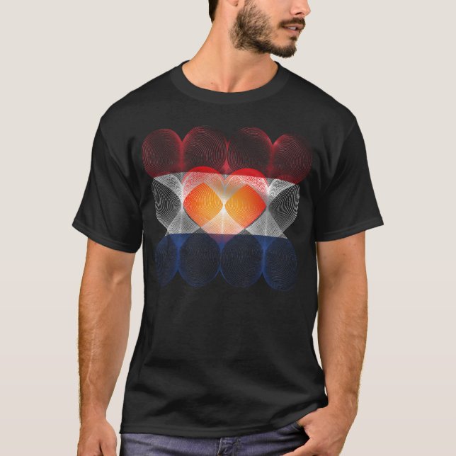Camiseta Orgulho cardíaco de bandeira holandesa, neerlandes (Frente)
