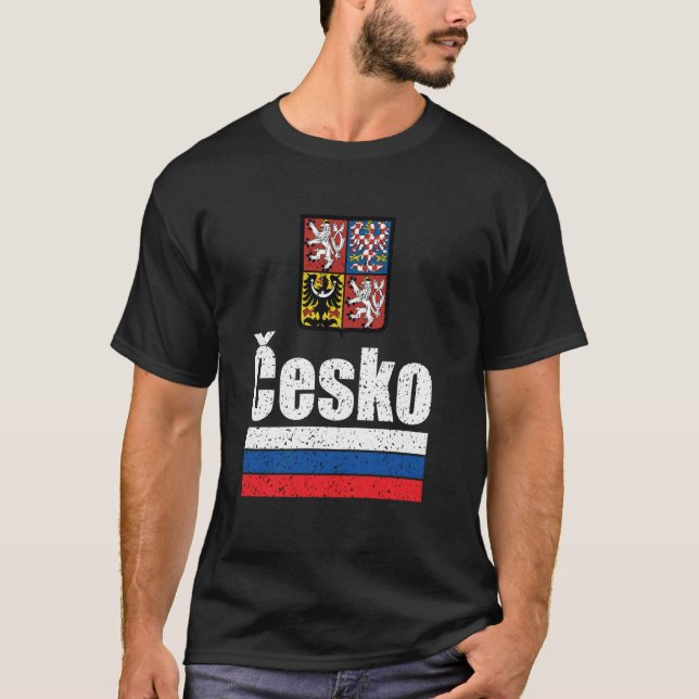 Camiseta Orgulho Cesko u2013 Bandeira e Casaco de Armas Des (Frente)