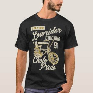Camiseta Orgulho Cholo Fique Baixo Bicicleta Chicano Lowrid