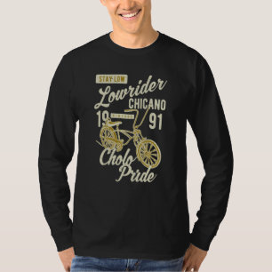 Camiseta Orgulho Cholo Fique Baixo Bicicleta Chicano Lowrid