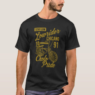 Camiseta Orgulho Cholo Fique Baixo Bicicleta Chicano Lowrid