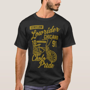 Camiseta Orgulho Cholo Fique Baixo Bicicleta Chicano Lowrid