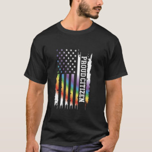 Camiseta Orgulho Cidadão dos Estados Unidos Afetou o Arco-Í
