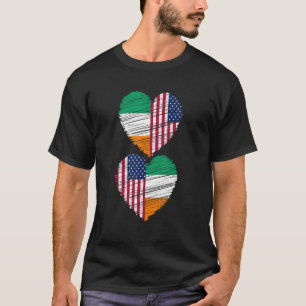 Camiseta Orgulho Cidadão Duplo do Irish American Flag Heart
