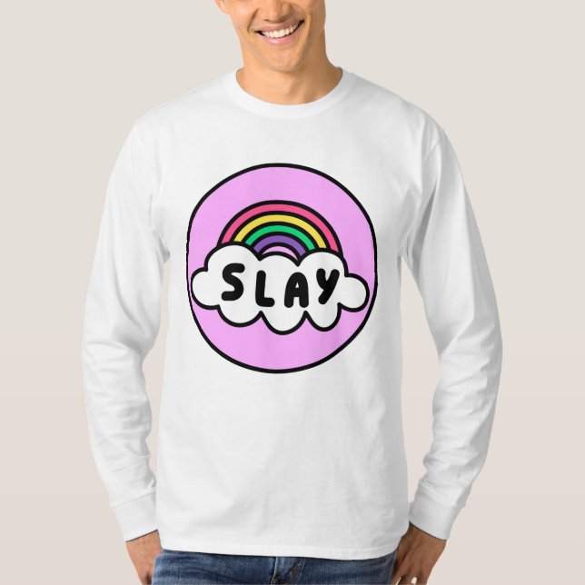 Camiseta Orgulho - cor do arco-íris com nuvens. T-Shir (Frente)