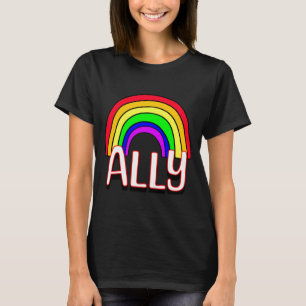 Camiseta Orgulho Coração E Arco-Íris LGBTQIA Aliad