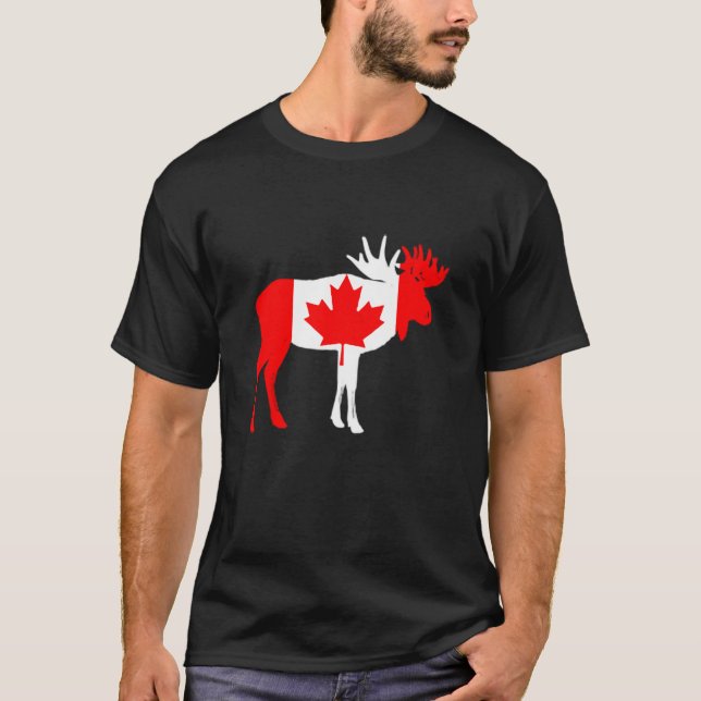 Camiseta Orgulho da Bandeira Canadense Alce do Canadá (Frente)