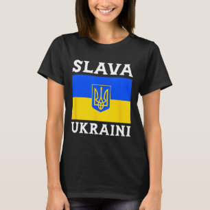 Camiseta Orgulho da Bandeira da Ucrânia Slava Ukraini 1 