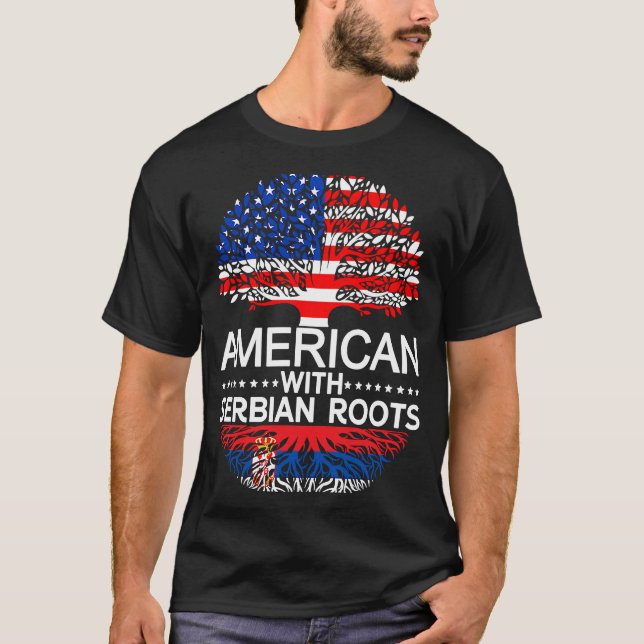 Camiseta Orgulho da bandeira sérvia americana Sérvia Estado (Frente)