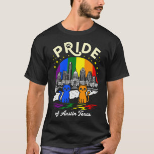Camiseta Orgulho da Cidade de Austin Texas Gatos Bandeira A
